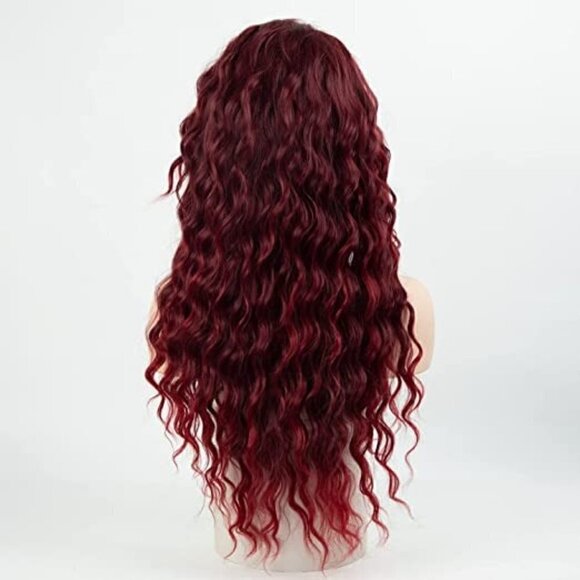 𝅺🆕 Stunning Long Curly Wavy Burgundy Hair Replacement Wig Lace SEXY NWT 👀😘 - Picture 5 of 8